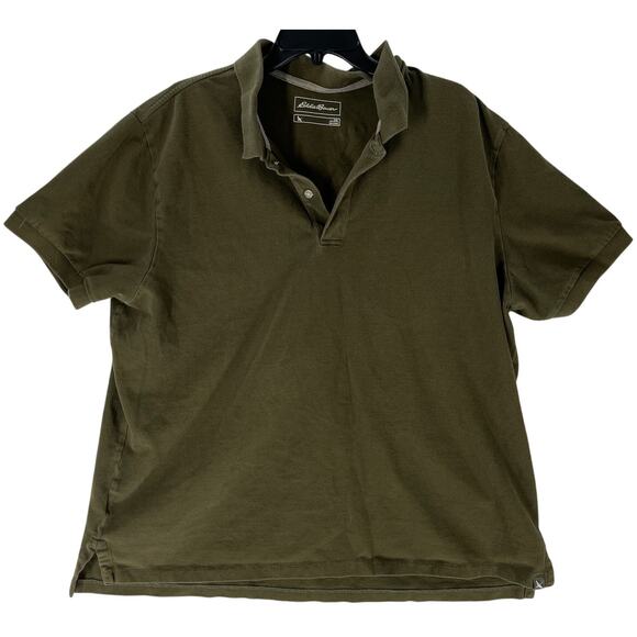 Eddie Bauer Polo Shirt Men 2XL Green 100% Cotton Casual Minimalist Preppy Golf - Picture 1 of 5